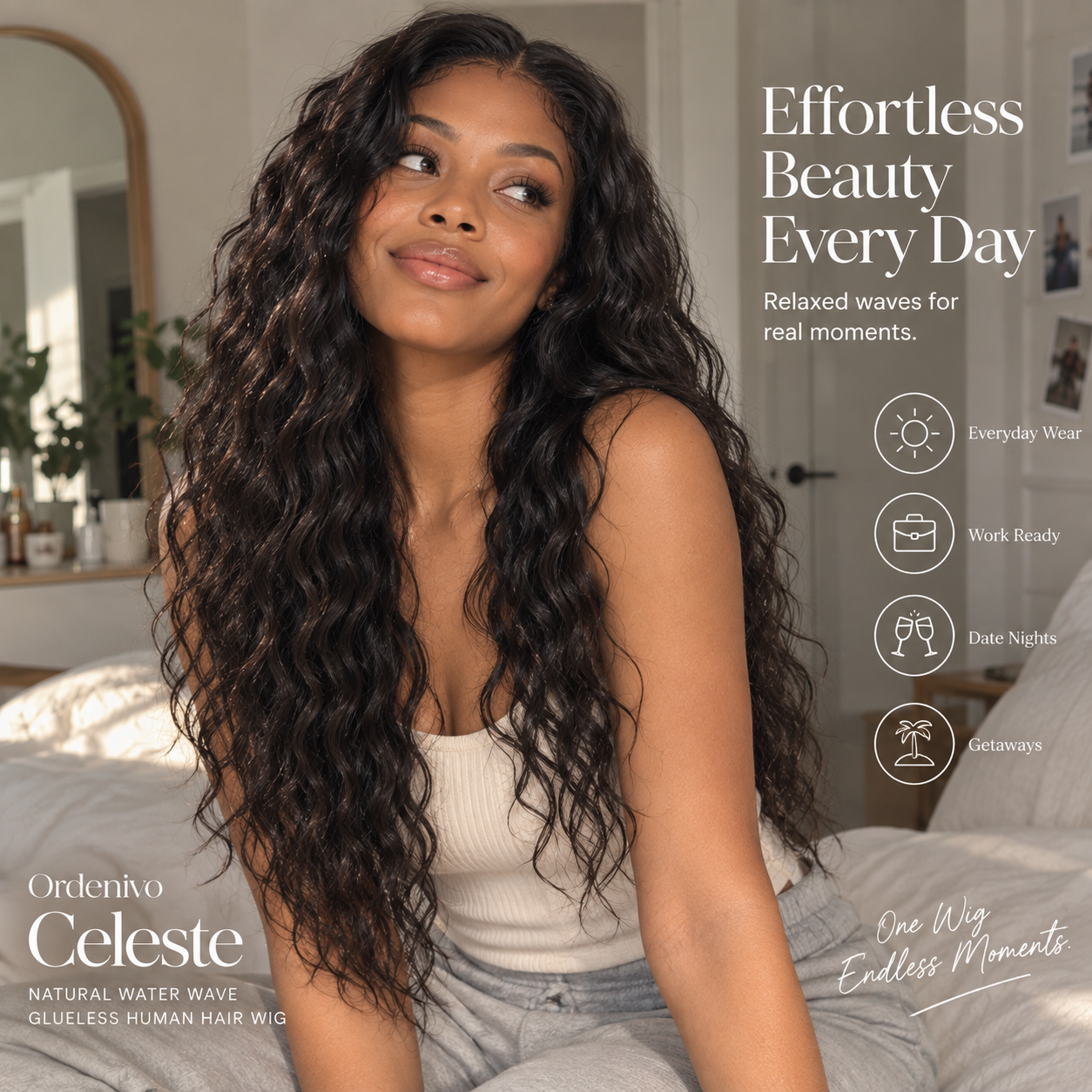 Ordenivo Celeste — Natural Water Wave Glueless Human Hair Wig 🌊