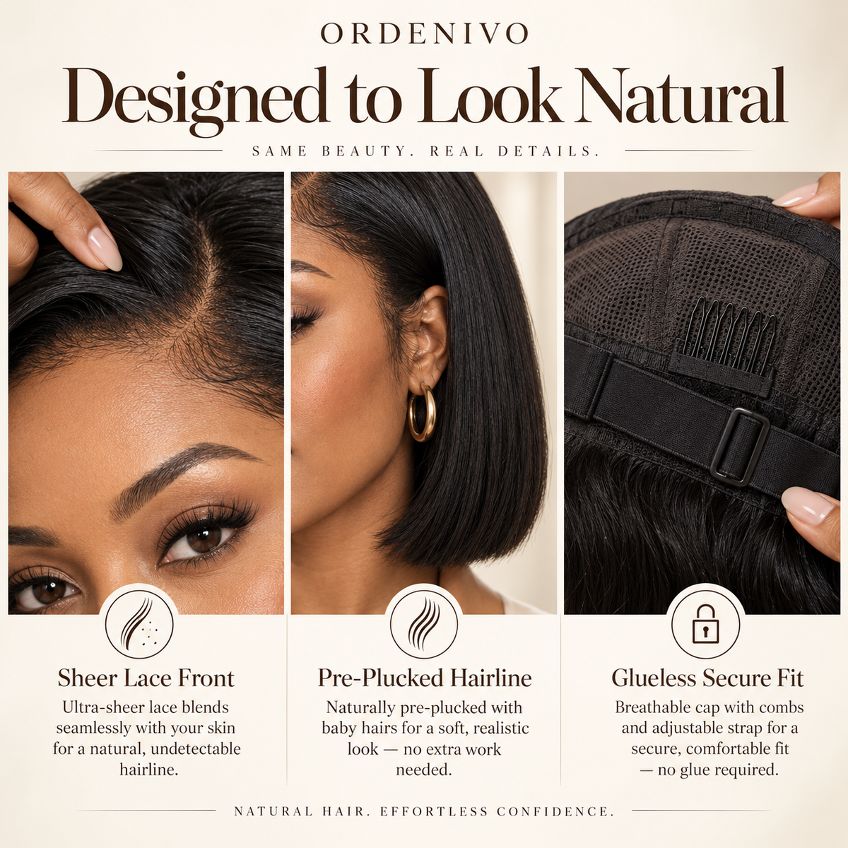 Ordenivo Noelle — Polished Blunt Bob Glueless Human Hair Wig 🤍
