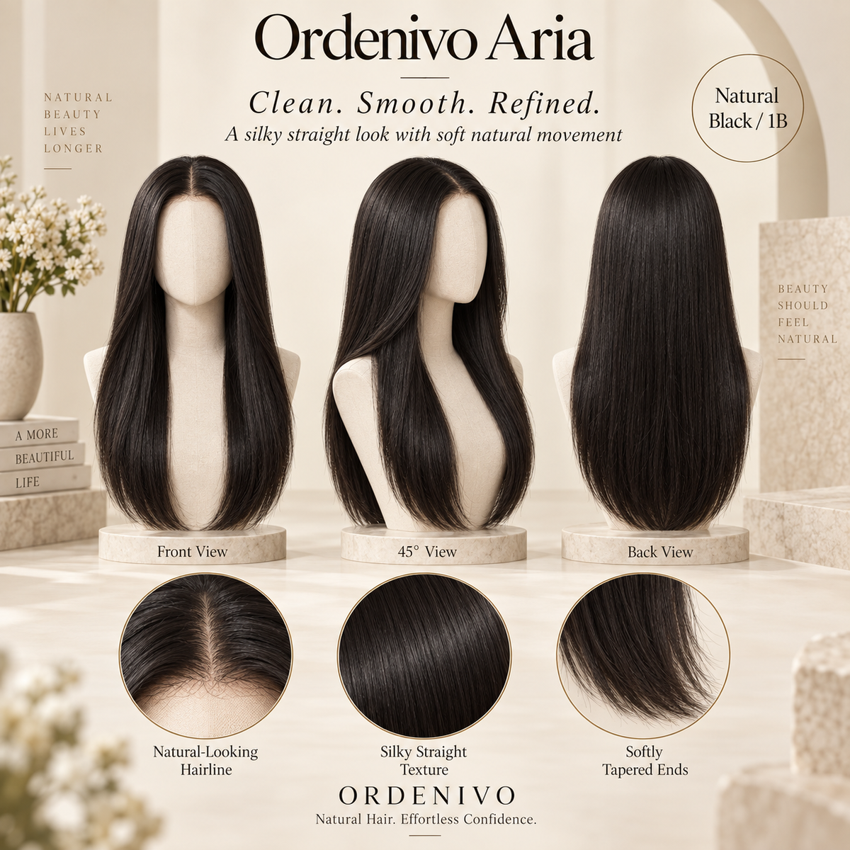 Ordenivo Aria — Silky Straight Glueless Human Hair Wig ✨
