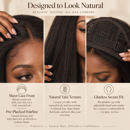 Ordenivo Nia — Natural Yaki Straight Glueless Human Hair Wig 🌿