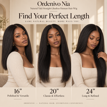 Ordenivo Nia — Natural Yaki Straight Glueless Human Hair Wig 🌿