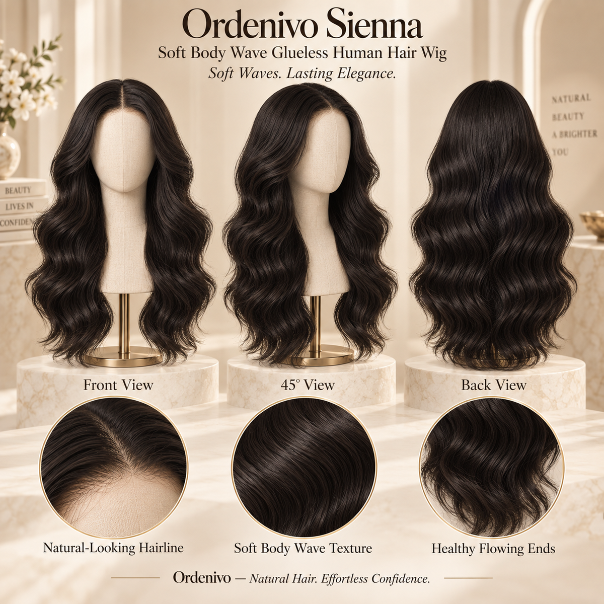 Ordenivo Sienna — Soft Body Wave Glueless Human Hair Wig 🌟