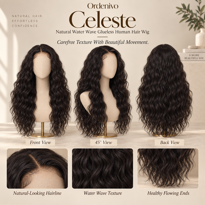 Ordenivo Celeste — Natural Water Wave Glueless Human Hair Wig 🌊