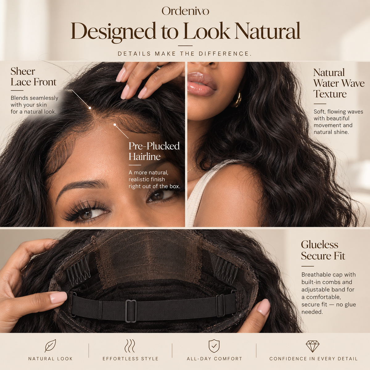 Ordenivo Celeste — Natural Water Wave Glueless Human Hair Wig 🌊