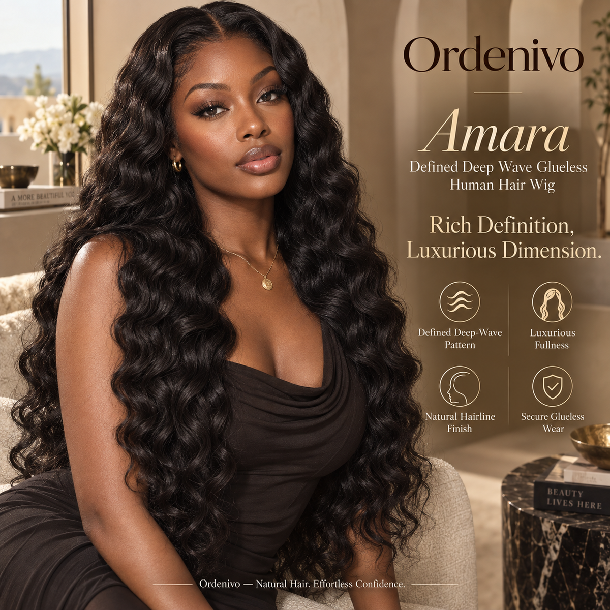 Ordenivo Amara — Defined Deep Wave Glueless Human Hair Wig 🖤