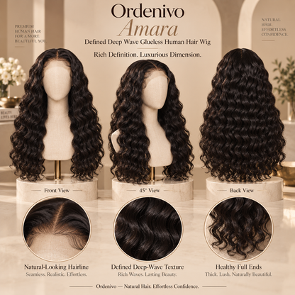 Ordenivo Amara — Defined Deep Wave Glueless Human Hair Wig 🖤
