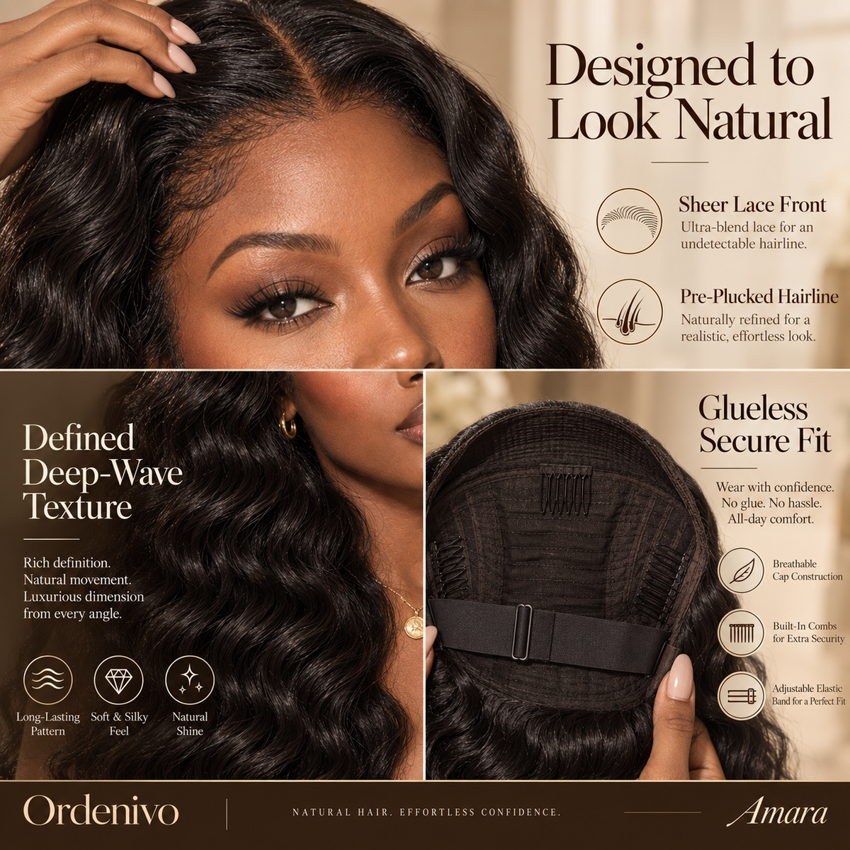 Ordenivo Amara — Defined Deep Wave Glueless Human Hair Wig 🖤