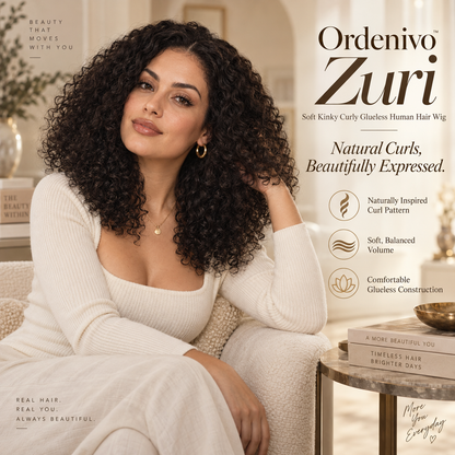 Ordenivo Zuri — Soft Kinky Curly Glueless Human Hair Wig ☁️