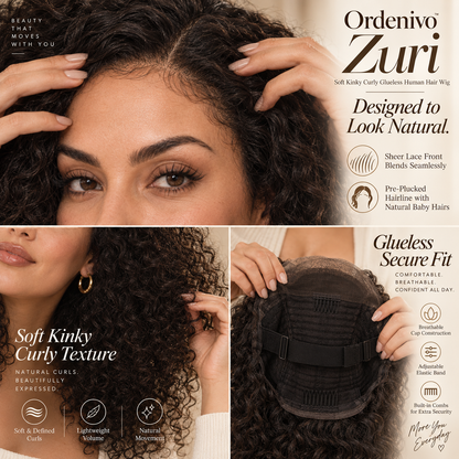 Ordenivo Zuri — Soft Kinky Curly Glueless Human Hair Wig ☁️