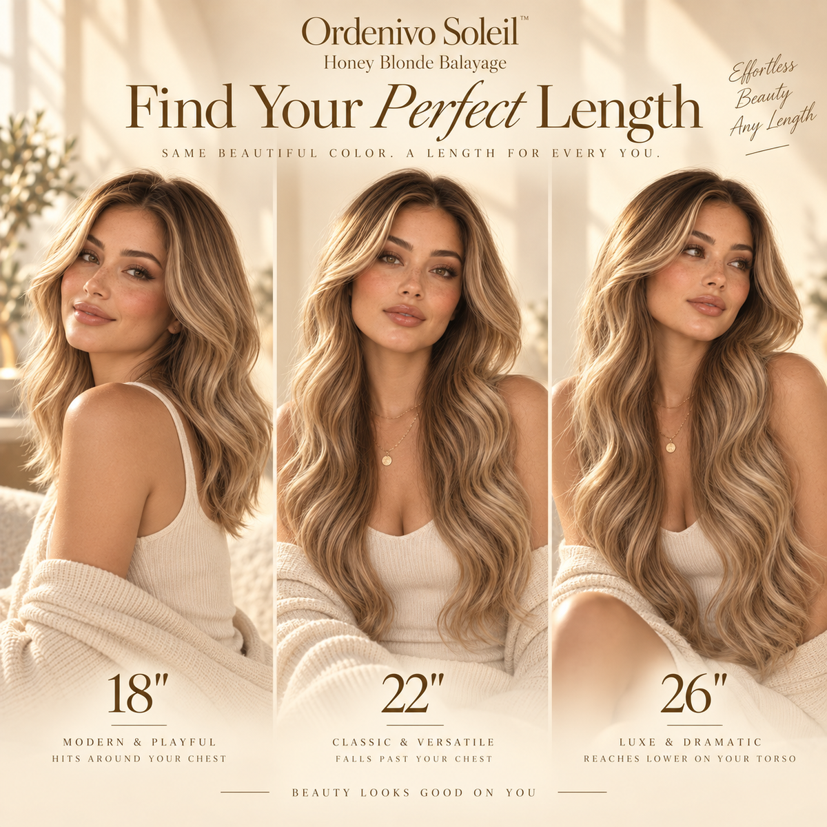 Ordenivo Soleil — Honey Blonde Balayage Glueless Human Hair Wig 🍯