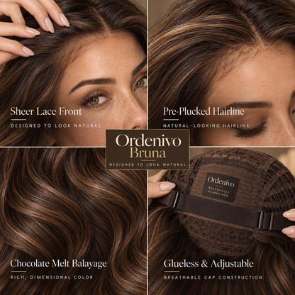 Ordenivo Bruna — Chocolate Melt Balayage Glueless Human Hair Wig 🤎