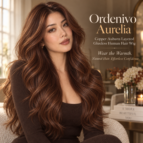 Ordenivo Aurelia — Copper Auburn Layered Glueless Human Hair Wig 🍂