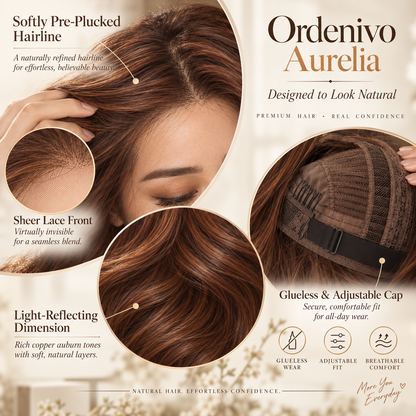 Ordenivo Aurelia — Copper Auburn Layered Glueless Human Hair Wig 🍂