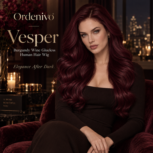 Ordenivo Vesper — Burgundy Wine Glueless Human Hair Wig 🍷
